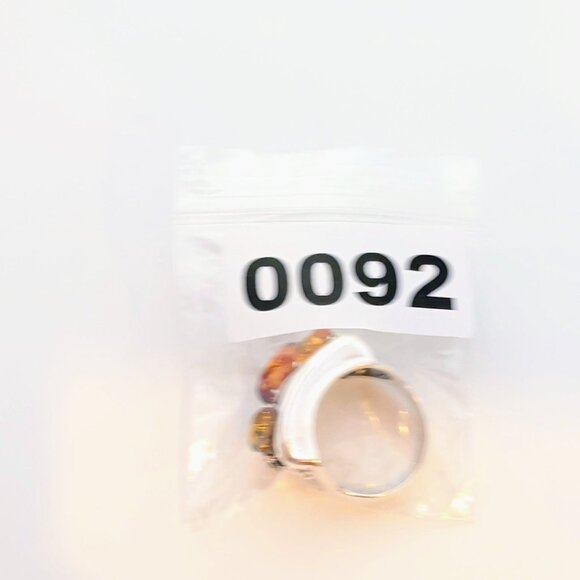 Sterling Silver Ring With Amber Gemstones & Unique Filigree Design - Picture 13 of 13
